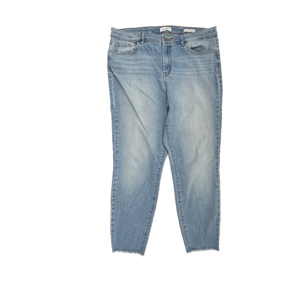 Jessica Simpson High Rise Skinny Ankle Raw Hem Women's size 14 Blue Denim Jeans